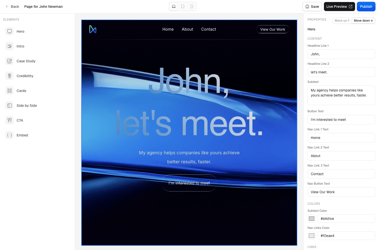Example of a personalized ProspectPage built for a single prospect